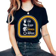 Load image into Gallery viewer, Eat Sleep Manga Repeat Anime T Shirt - Unisex T-Shirt - Black