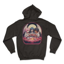Load image into Gallery viewer, Anime Angels and Demons Cute Boba Tea Gaming Controller Ramen T Shirt - Hoodie - Black