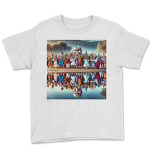 Load image into Gallery viewer, Purim Reflections Joy T Shirt - Youth Tee - White