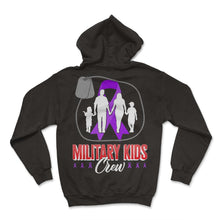 Load image into Gallery viewer, Military Child Shirt, Military Kids Crew Purple Ribbon Dog Tag Family - Hoodie - Black