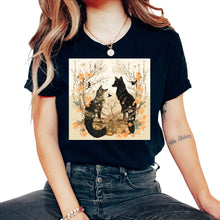 Load image into Gallery viewer, Harmony nature animals crow fox rabbit - Unisex T-Shirt - Black