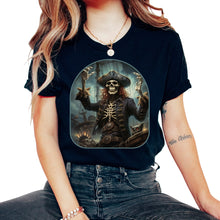 Load image into Gallery viewer, Sailor Skeleton Ahoy Rock On Pirate Costume Halloween skeleton king - Unisex T-Shirt - Black