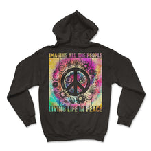 Load image into Gallery viewer, Imagine All The People Living Life In Peace Sign T Shirt - Hoodie - Black