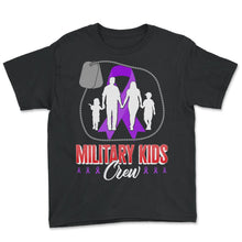 Load image into Gallery viewer, Military Child Shirt, Military Kids Crew Purple Ribbon Dog Tag Family - Youth Tee - Black
