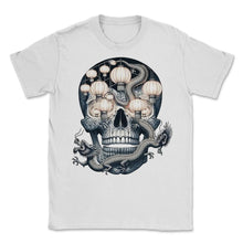 Load image into Gallery viewer, Lantern Lit Skull Shirt Chinese Dragon Dance Tee - Unisex T-Shirt - White