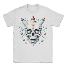 Load image into Gallery viewer, Milky Way Skull T Shirt Lactation Celebration Mom Tee - Unisex T-Shirt - White