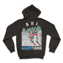 Load image into Gallery viewer, Ski Shirt, Ski Meowtains Cute Cat Skiing Down Snowy Mountain Cute, - Hoodie - Black