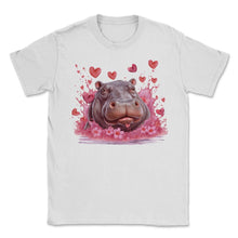 Load image into Gallery viewer, Hippopotamus Heart Teeth Valentine's Day River Romance Plush - Unisex T-Shirt - White