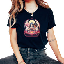 Load image into Gallery viewer, Anime Angels and Demons Cute Boba Tea Gaming Controller Ramen T Shirt - Unisex T-Shirt - Black