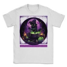 Load image into Gallery viewer, Witch Cat Brewing Potions Halloween Tee - Unisex T-Shirt - White