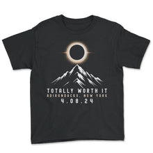Load image into Gallery viewer, Totally Worth It Adirondacks New York 4 08 2024 Eclipse T Shirt - Youth Tee - Black