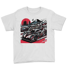 Load image into Gallery viewer, Japanese Inspired Racing T Shirt - Youth Tee - White