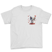 Load image into Gallery viewer, Furry Valentine Adorable Animal Love Pocket Tee for Valentine's Day - Youth Tee - White