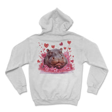 Load image into Gallery viewer, Hippopotamus Heart Teeth Valentine's Day River Romance Plush - Hoodie - White
