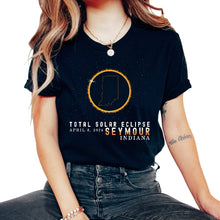 Load image into Gallery viewer, Total Solar Eclipse Seymour Indiana April 8 2024 Eclipse T Shirt - Unisex T-Shirt - Black
