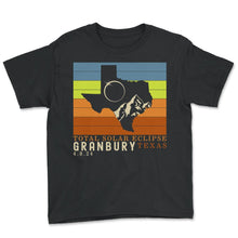 Load image into Gallery viewer, Total Solar Eclipse Grandbury Texas 4 8 2024 Eclipse T Shirt - Youth Tee - Black