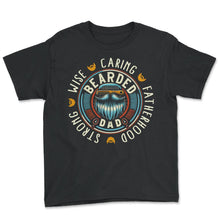 Load image into Gallery viewer, Fatherhood Shirt, Bearded Dad Strong Wise Caring Comb Tee, Father's - Youth Tee - Black