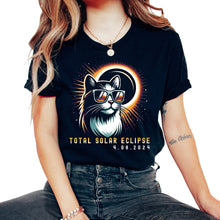Load image into Gallery viewer, Total Solar Eclipse 4 08 2024 Cat Eclipse T Shirt - Unisex T-Shirt - Black
