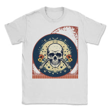 Load image into Gallery viewer, Pirate Skull And Crossbones Pickleball Paddle Edgy Tee - Unisex T-Shirt - White
