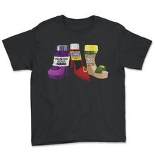 Load image into Gallery viewer, Nurse Shirt, Stripes Polka Dot Leopard Print High Heels Bottle Tee, - Youth Tee - Black