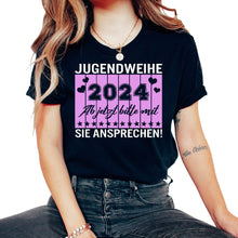 Load image into Gallery viewer, Jugendweihe 2024 Ab jetzt bitte mit sie ansprechen! Youth - Unisex T-Shirt - Black