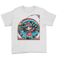 Load image into Gallery viewer, Kawaii Anime Girl's Time Travel Adventure Retro Sci Fi Tee - Youth Tee - White