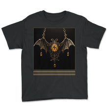 Load image into Gallery viewer, Bat & Yellow Sapphires Vintage Gothic Halloween Tee - Youth Tee - Black
