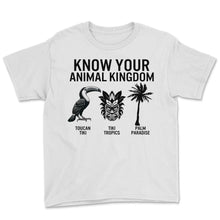 Load image into Gallery viewer, Tropical Shirt, Know Your Animal Kingdom Toucan Tiki Palm Tee, Bird - Youth Tee - White