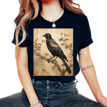 Load image into Gallery viewer, Washi Paper Crow Traditional Art Copy (2) - Unisex T-Shirt - Black