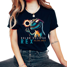 Load image into Gallery viewer, Solar Eclipse Rex 04 02 2024 Eclipse T Shirt - Unisex T-Shirt - Black
