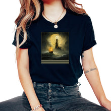 Load image into Gallery viewer, Ghost Ship & Lighthouse Vintage Gothic Tee - Unisex T-Shirt - Black