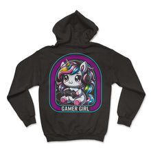 Load image into Gallery viewer, Gamer Girl Unicorn Rainbow Aesthetic Kawaii Anime T Shirt - Hoodie - Black