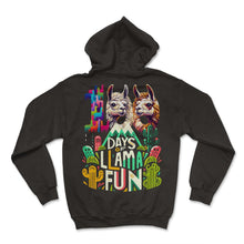 Load image into Gallery viewer, School Shirt, 100 Days Llama Fun Cactus Desert Llama Tee, Back To - Hoodie - Black
