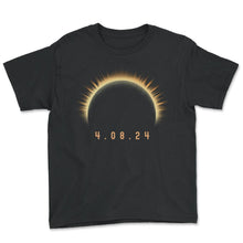 Load image into Gallery viewer, 4 08 24 Solar Eclipse T Shirt - Youth Tee - Black