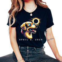 Load image into Gallery viewer, Dog Sunglasses April 8 2024 Total Solar Eclipse T Shirt - Unisex T-Shirt - Black