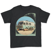 Load image into Gallery viewer, Vintage RV Camping And Pickleball Lifestyle Adventure Shirt - Youth Tee - Black