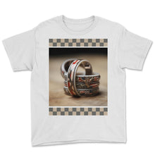 Load image into Gallery viewer, Concentric American Flags Desert Camo Depth Illusion Deer Center - Youth Tee - White