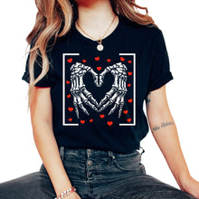Load image into Gallery viewer, Heart Skeleton Hands Funny Bones Valentines Day T Shirt - Unisex T-Shirt - Black