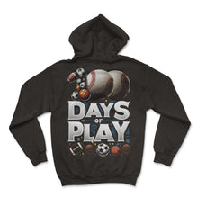 Load image into Gallery viewer, School Shirt, 100 Days Of School Baseball Soccer Ball Basketball Tee, - Hoodie - Black