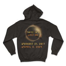 Load image into Gallery viewer, Twice In A Lifetime August 21 2017 April 8 2024 Eclipse T Shirt - Hoodie - Black