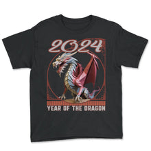 Load image into Gallery viewer, Chines New Year of Dragon Origami Dragon Paper Fold 2024 CNY - Youth Tee - Black