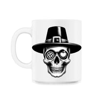 Load image into Gallery viewer, Pilgrim Feast Skull T Shirt Thanksgiving History and Thanks Tee - 11oz Mug - White