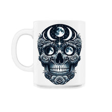 Load image into Gallery viewer, Celestial Wisdom Skull Tee Mystical Moon Cycle Shirt - 11oz Mug - White