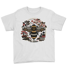 Load image into Gallery viewer, Japanese Garden Bumble Bee T Shirt - Youth Tee - White