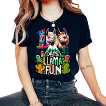 Load image into Gallery viewer, School Shirt, 100 Days Llama Fun Cactus Desert Llama Tee, Back To - Unisex T-Shirt - Black