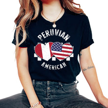 Load image into Gallery viewer, Dual Citizenship Shirt, Peruvian American Peru USA Flag Heart Tee,