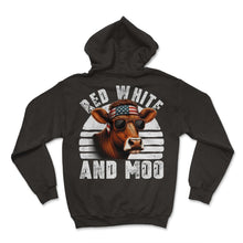Load image into Gallery viewer, Red White And Moo USA Patriot Cow Heifer Highland T Shirt - Hoodie - Black