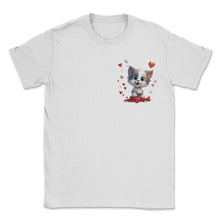 Load image into Gallery viewer, Furry Valentine Adorable Animal Love Pocket Tee for Valentine's Day - Unisex T-Shirt - White