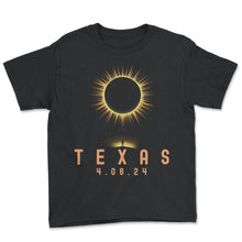 Load image into Gallery viewer, Texas 4 08 24 Eclipse T Shirt - Youth Tee - Black