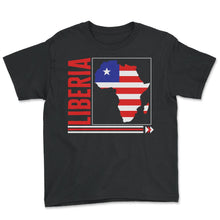 Load image into Gallery viewer, Liberia Shirt, Liberia Map Flag Tee, Liberian Roots Birthday Gift